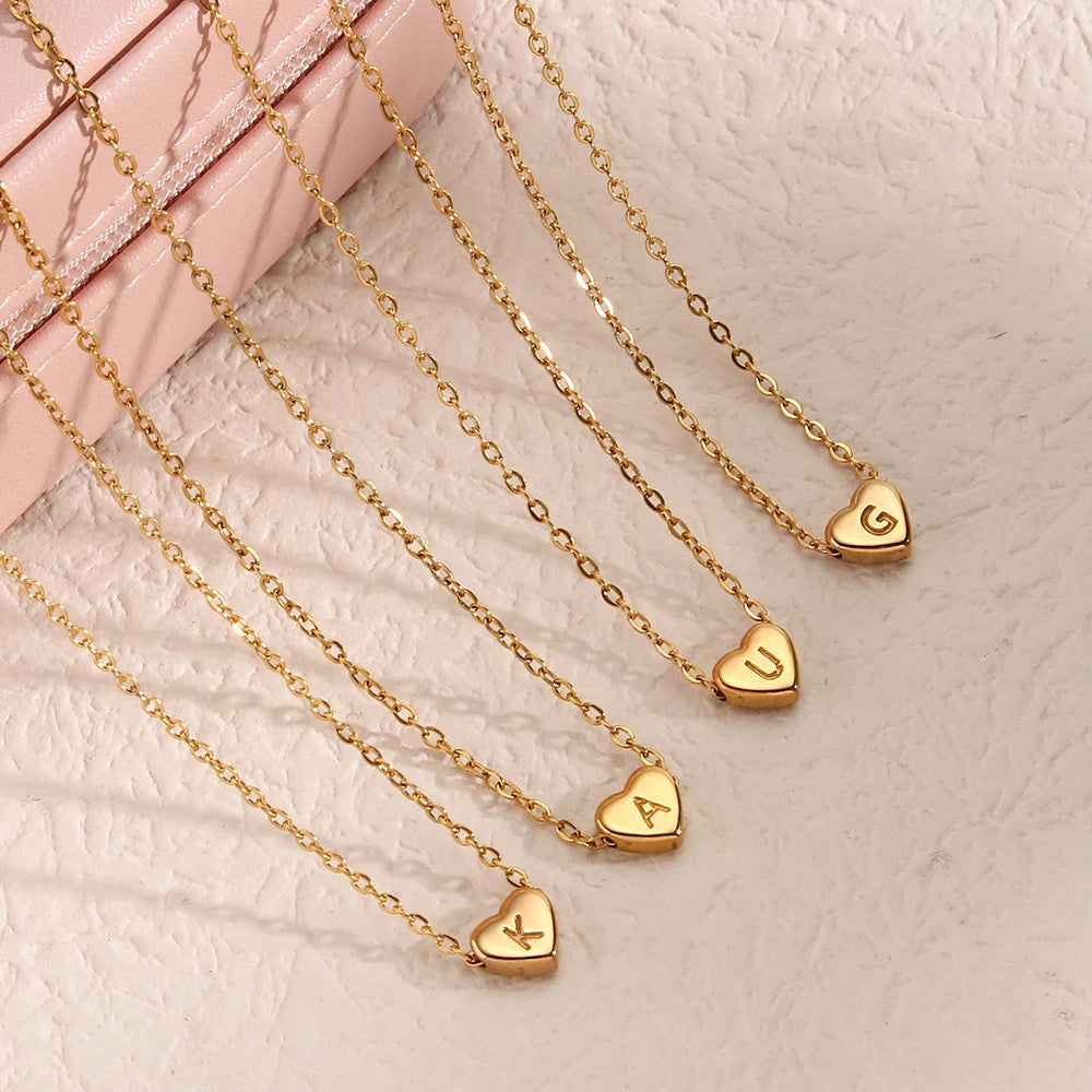 Mini Heart Initial Necklace Jewelry