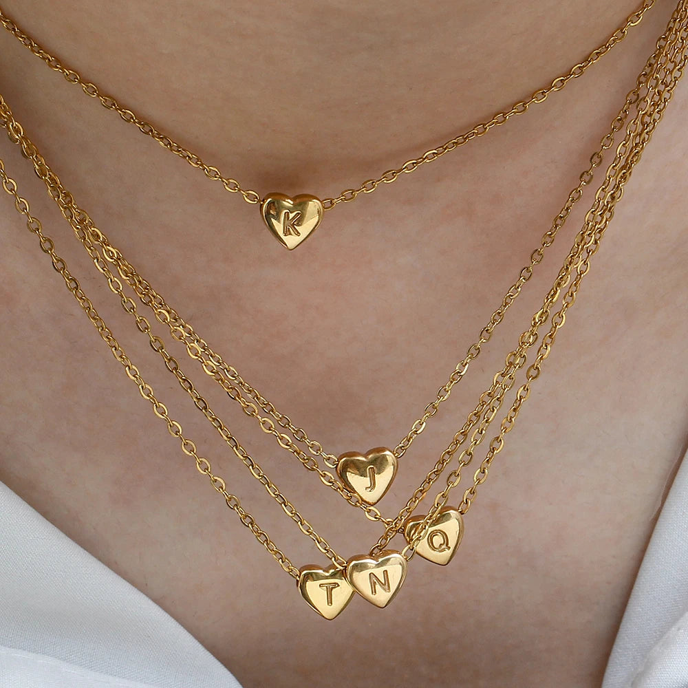 Mini Heart Initial Necklace Jewelry
