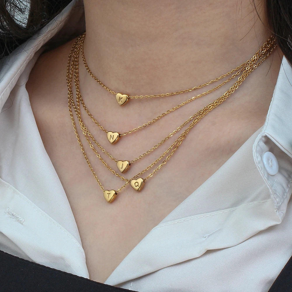 Mini Heart Initial Necklace Jewelry
