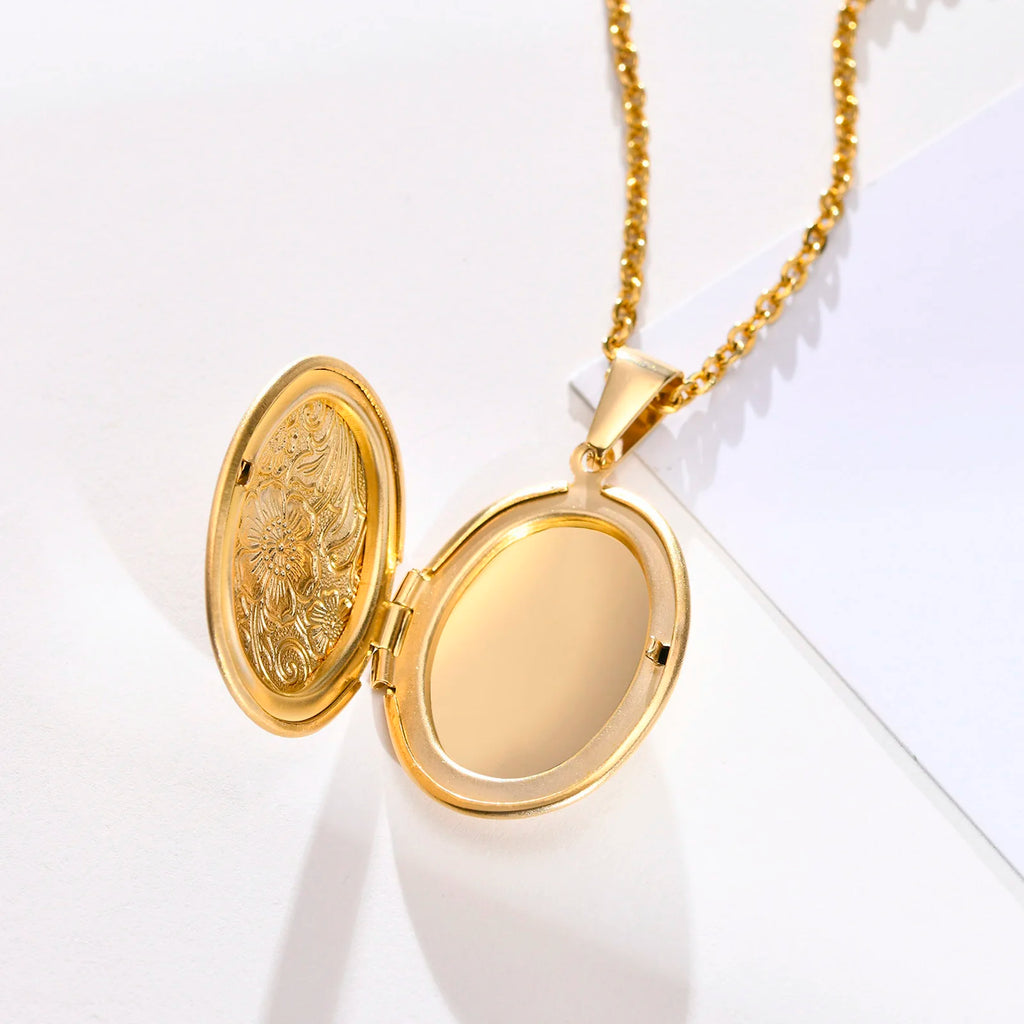 "Whispered Memories" Engraved Floral Locket Necklace