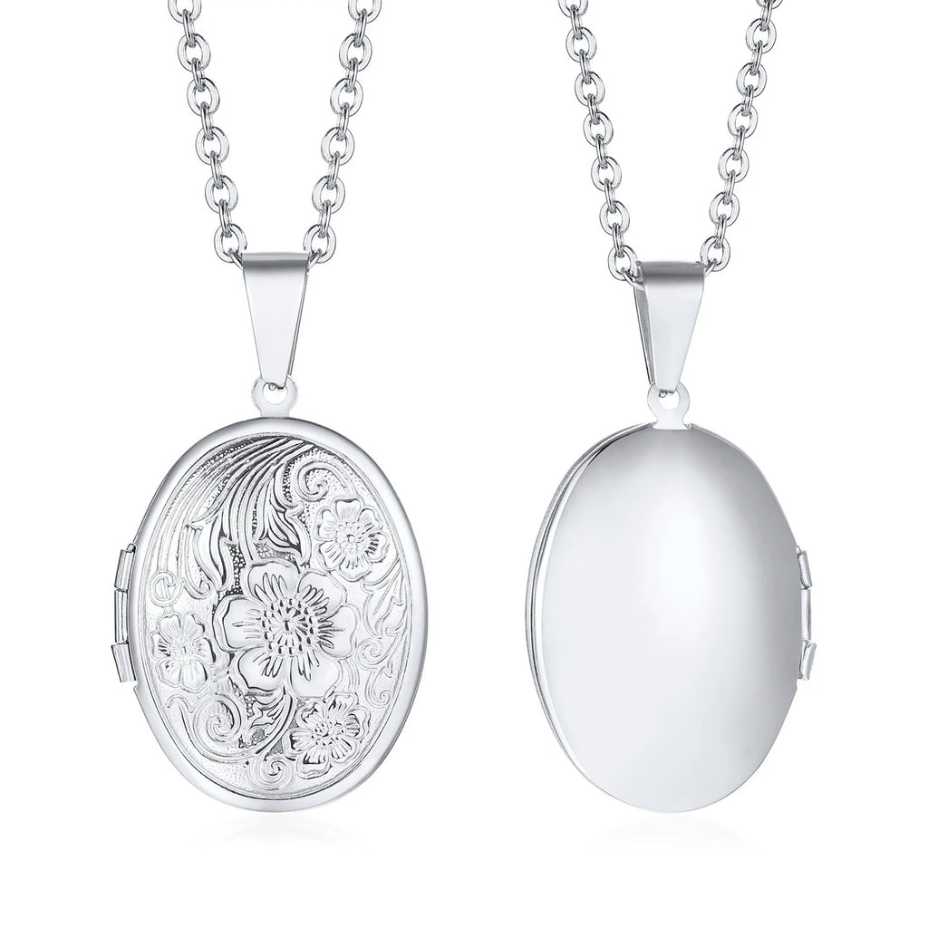 "Whispered Memories" Engraved Floral Locket Necklace
