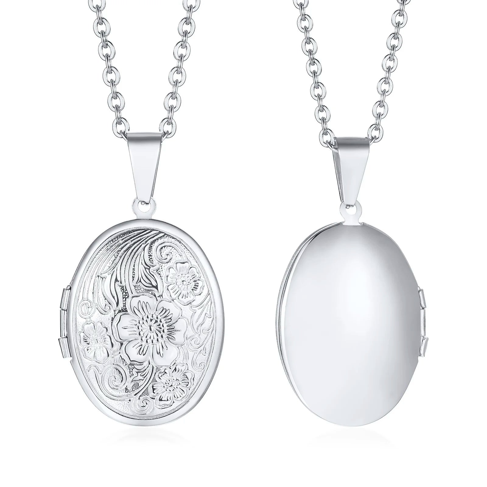 "Whispered Memories" Engraved Floral Locket Necklace