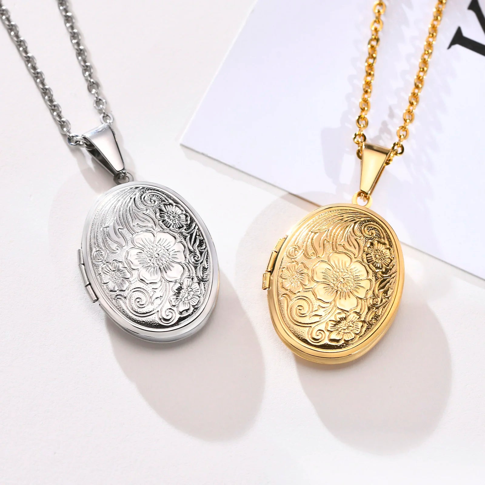 "Whispered Memories" Engraved Floral Locket Necklace