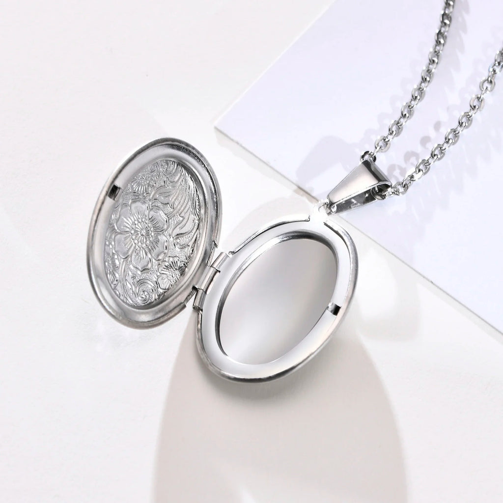 "Whispered Memories" Engraved Floral Locket Necklace