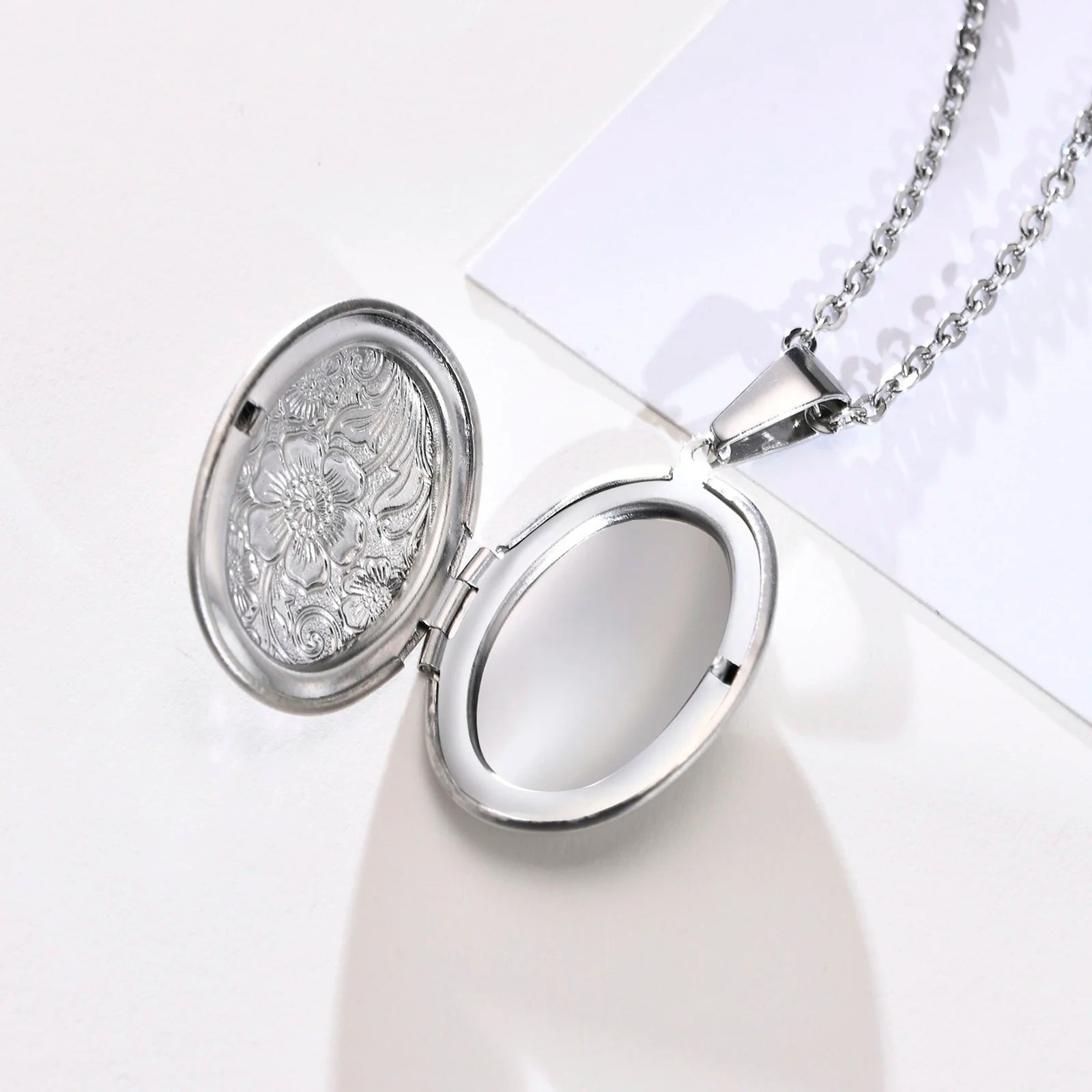 "Whispered Memories" Engraved Floral Locket Necklace