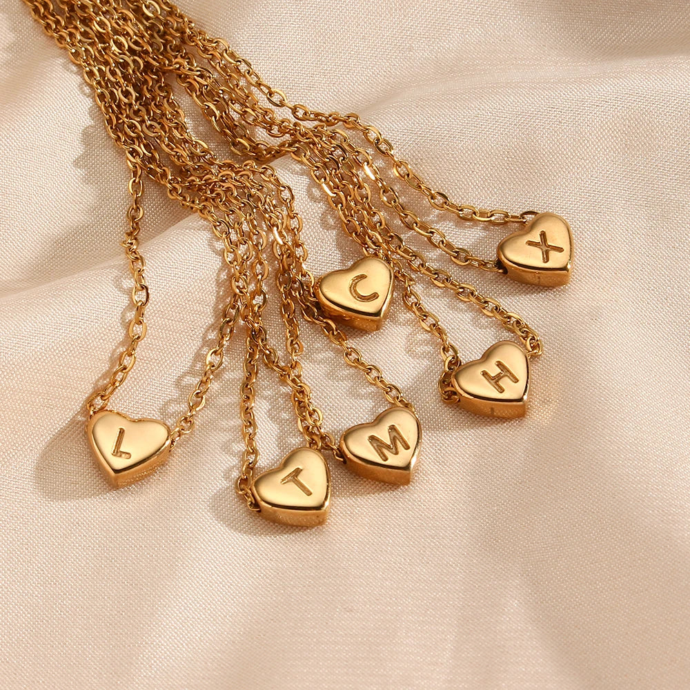 Mini Heart Initial Necklace Jewelry